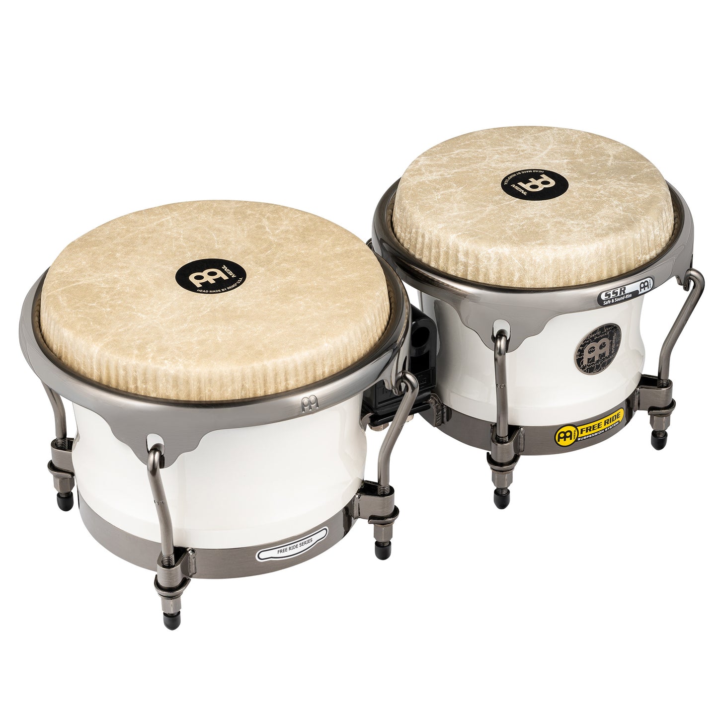 MEINL Percussion Artist Series Bongo Roberto Serrano, REMO® Fiberskyn Heads - 7" & 8 1/2" Pearl White