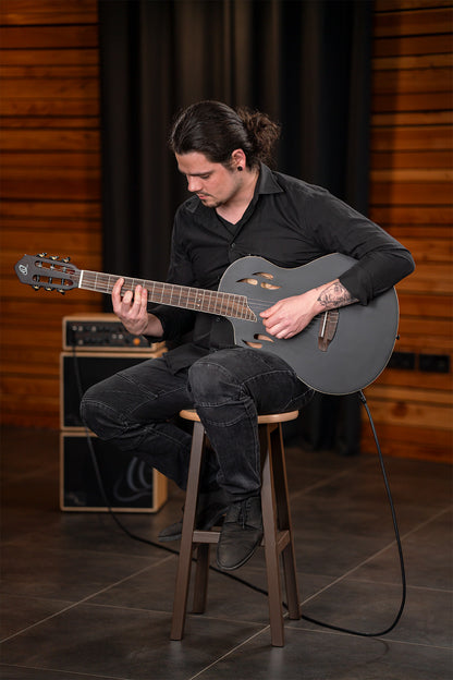 ORTEGA TourPlayer DeLuxe Nylon String Guitar 6-String Lefty - Spruce Black + Gig Bag