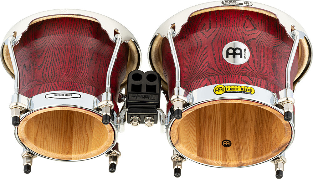 MEINL Percussion Woodcraft Serie Wood Bongo 7" Macho & 8 1/2" Hembra - Vintage Red/Chrome HW