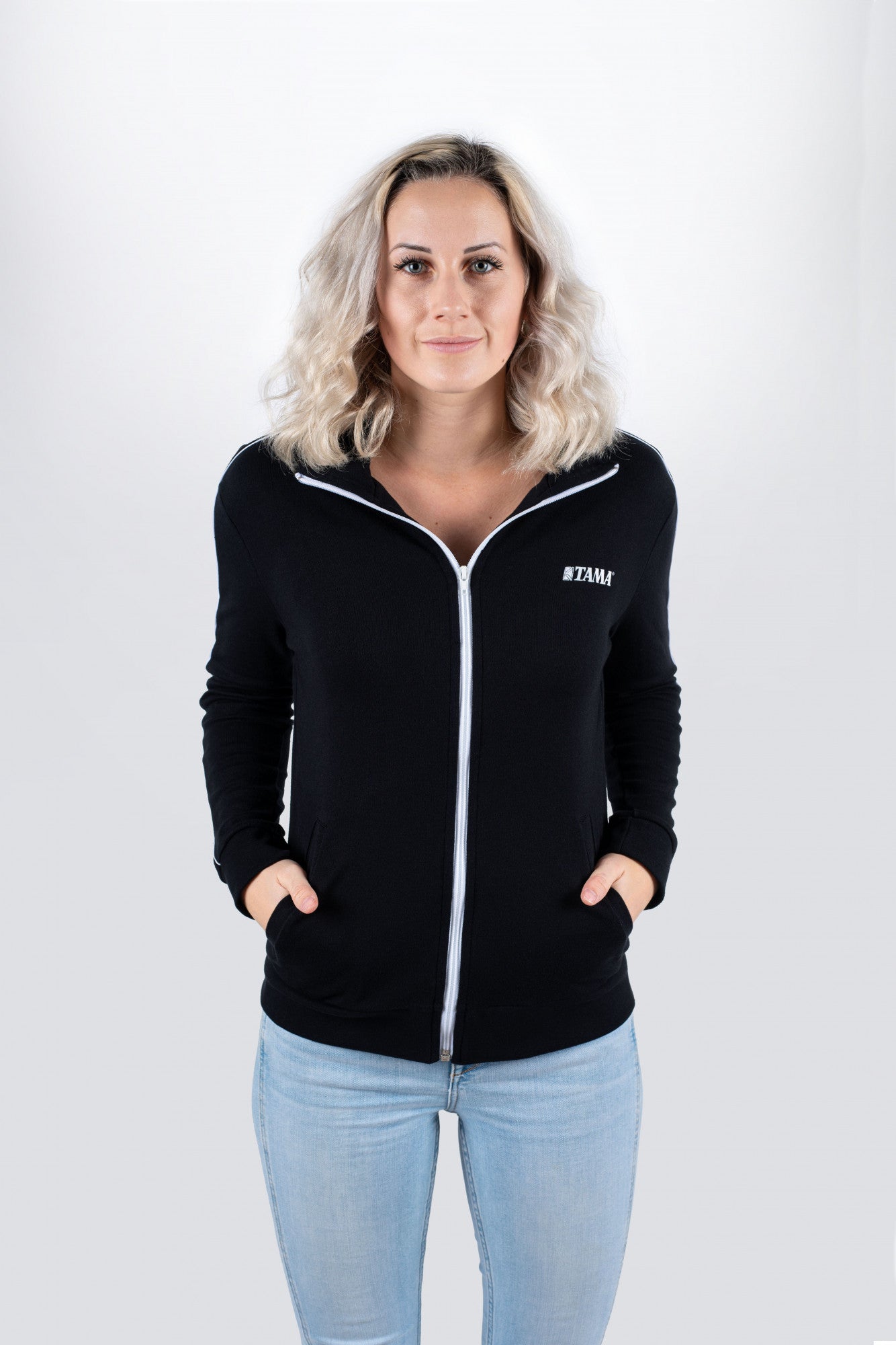 Tama black training jacket with logo on left chest