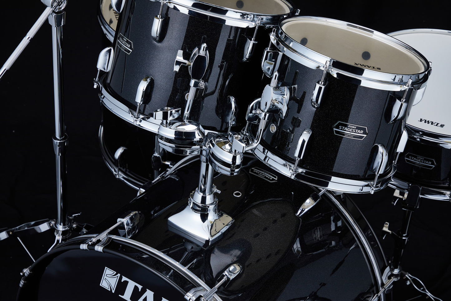 TAMA Stagestar Drum Set 5 teilig (22" BD) - Black Night Sparkle/Chrom HW + MEINL Cymbals BCS Cymbal Set