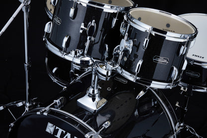 TAMA Stagestar Drum Set 5 teilig (22" BD) - Black Night Sparkle/Chrom HW + MEINL Cymbals BCS Cymbal Set