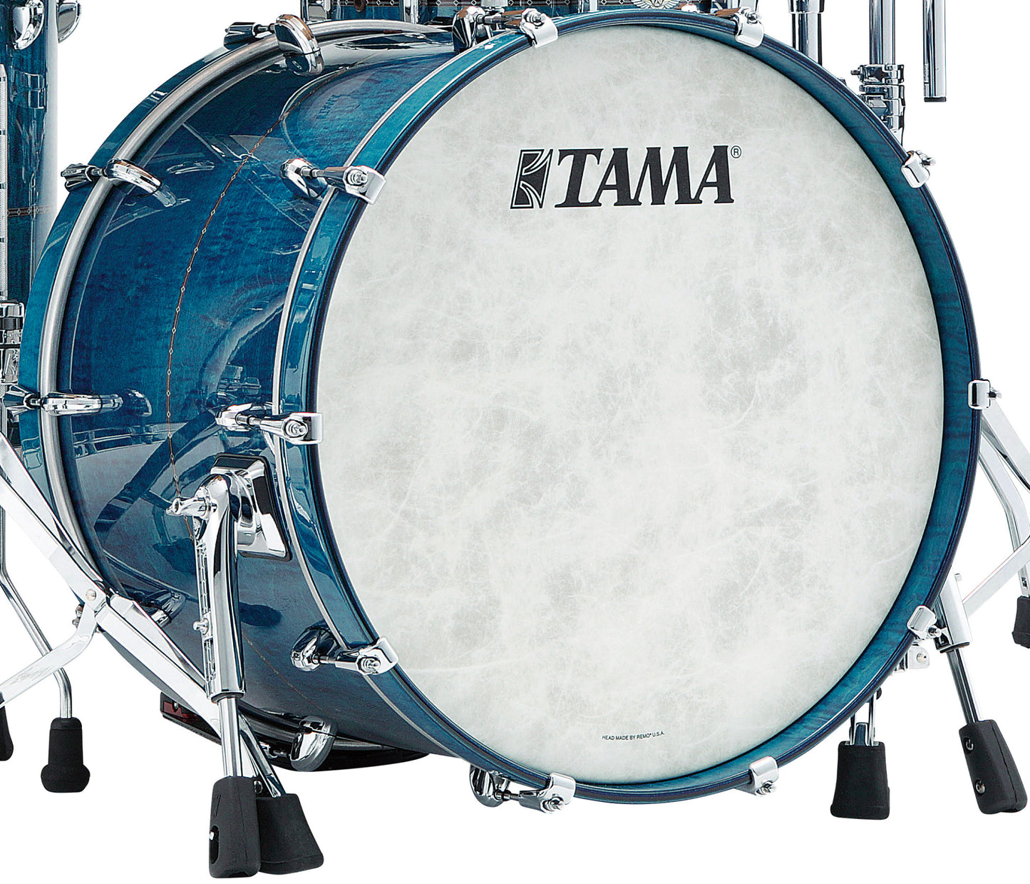 TAMA STAR Maple Bass Drum 18" x 14" - Ocean Blue Curly Maple/Chrome HW/Drum Hoop Matched with Inlay (outside)