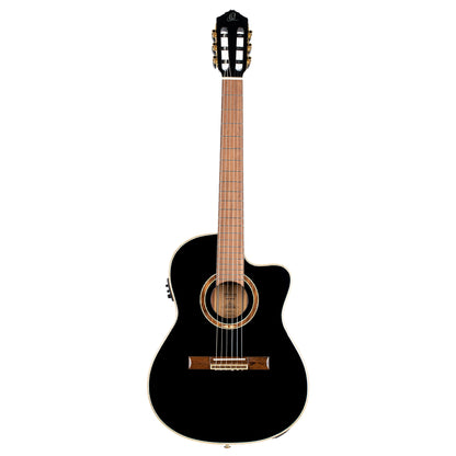ORTEGA Performer Series Konzertgitarre 4/4 Schmaler Hals Dünner Korpus - schwarz + Bag