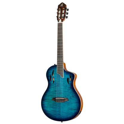 ORTEGA TourPlayer DeLuxe Nylon String Guitar 6-String - Flamed Maple Blue + Gig Bag